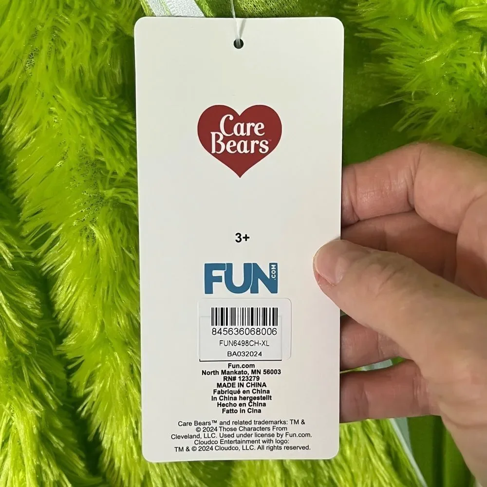 Care Bears Classic Good Luck Bear Child XL Costume Long pile fur clover